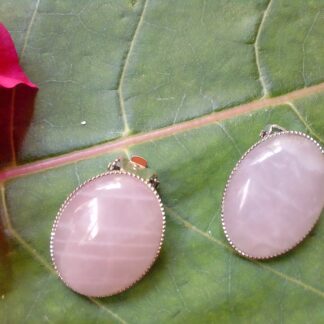 Pale pink rose quartz clip on earrings